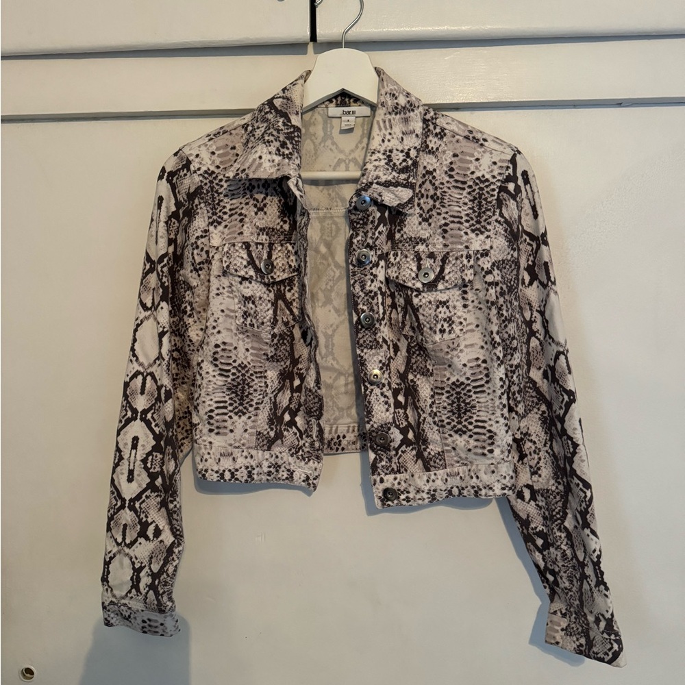 Bar III Snake Print Jean Jacket
